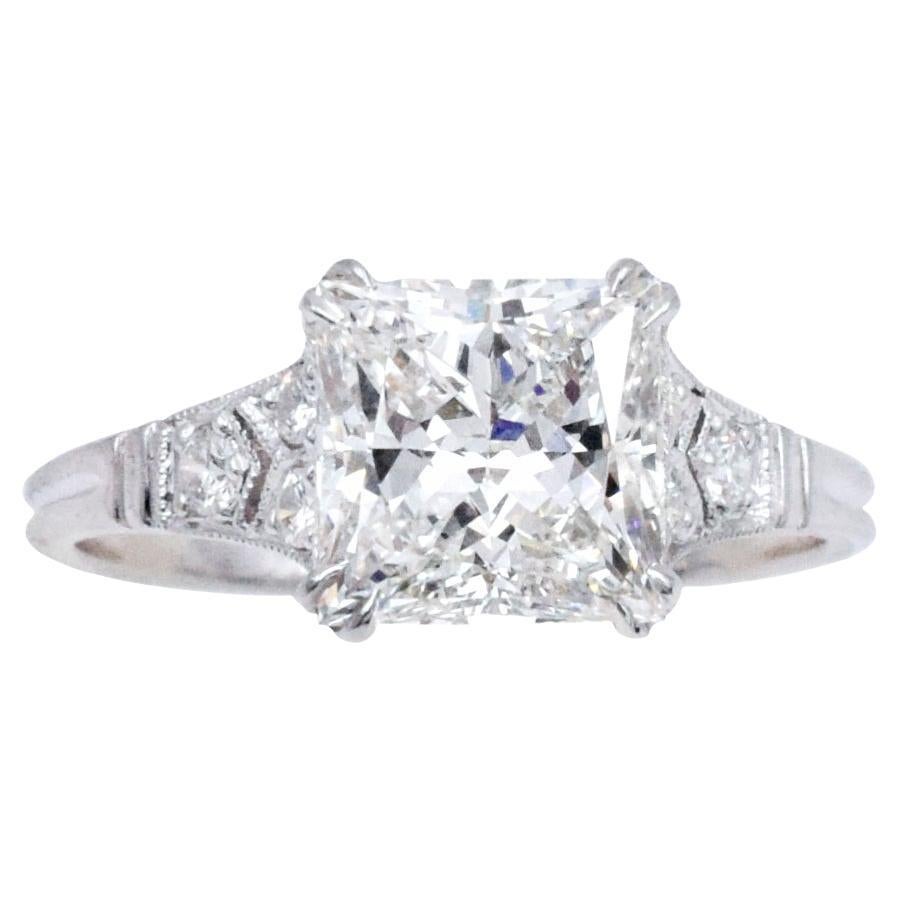 GIA  2,33 carats  Bague de fiançailles diamant taille princesse en vente