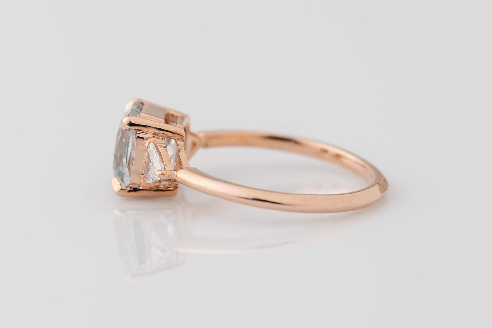 For Sale:  GIA 2.34 Carat Natural White Sapphire Three Stone Diamond Engagement Ring 2