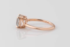 GIA 2.34 Carat Natural White Sapphire Three Stone Diamond Engagement Ring