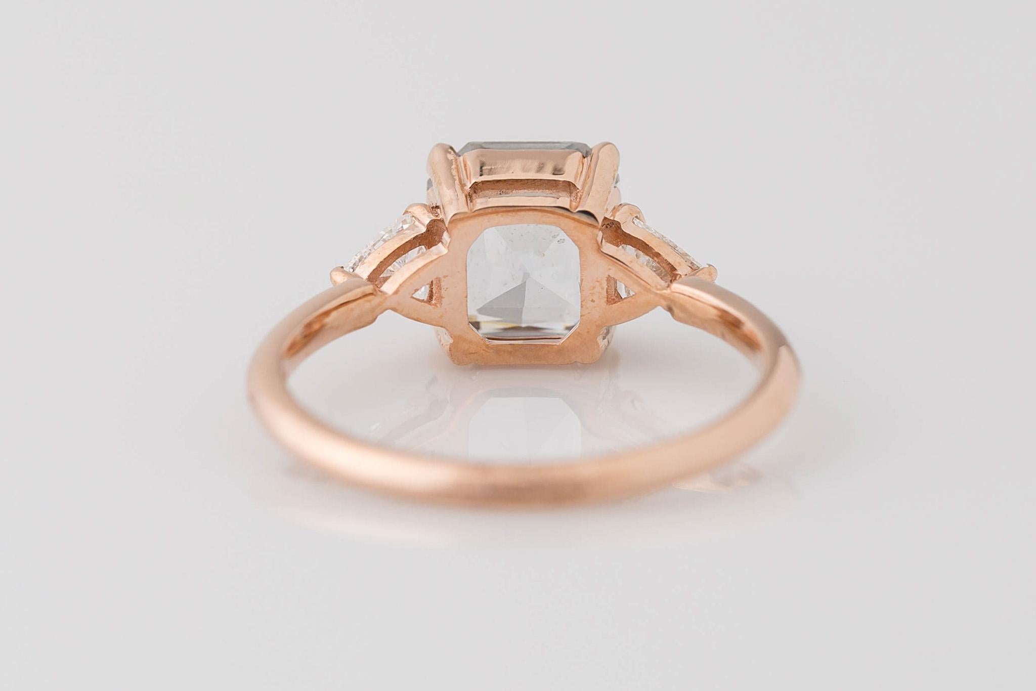 For Sale:  GIA 2.34 Carat Natural White Sapphire Three Stone Diamond Engagement Ring 3