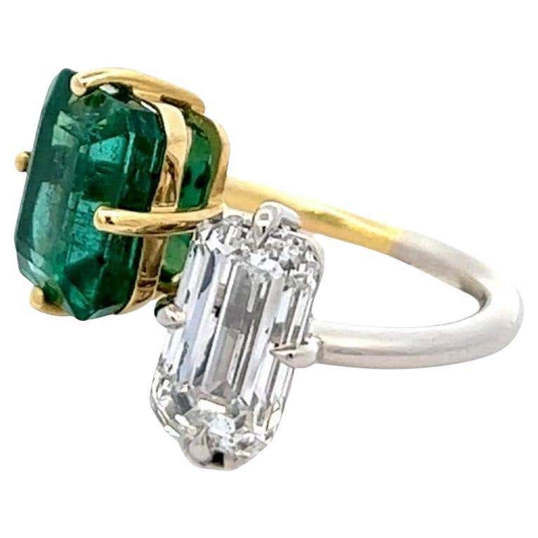 Enchanted 1.25 Carat Emerald and Diamond Toi et Moi Ring in Platinum ...