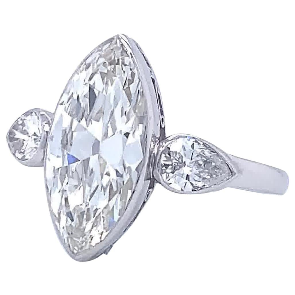 GIA 2.36 Carat Marquise Cut Diamond Platinum Engagement Ring