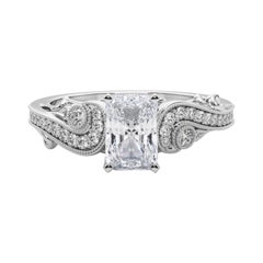 GIA 2,38 Karat strahlender Dreistein-Diamantring mit gebogenem Bypass aus 18 Karat Weißgold