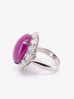 GIA 23,84ct  Nature Rubis étoilé de Birmanie non chauffé Bague en or PT diamant naturel