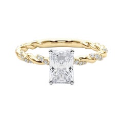 GIA 2,38ct Radiant Micro Pave Twisted Braid Band Anello con diamanti in oro giallo 18K