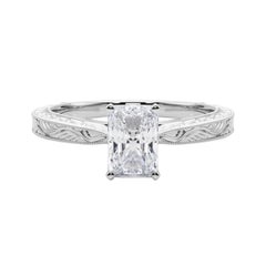 GIA 2.3ct Radiant Classic Solitaire Antique Engraved Diamond Ring