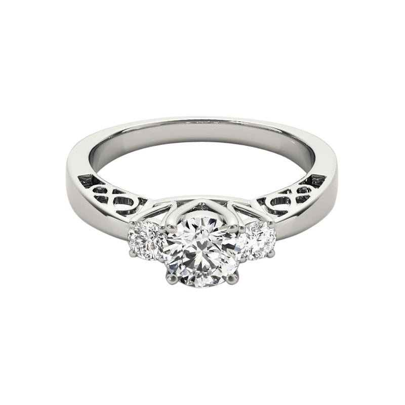 GIA 2.3ct Round 3-Stone Open Gallery Infinity  Diamond Ring