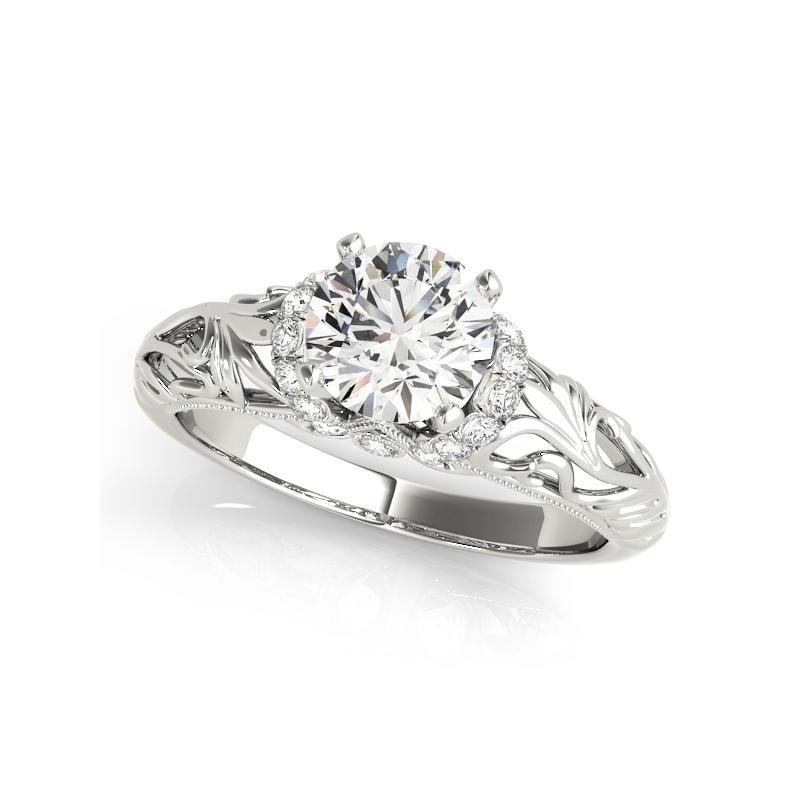 GIA 2,3ct Rotondo Chevron Halo Filigrana Floreale  Anello con diamante In condizioni Nuovo in vendita a New York, NY