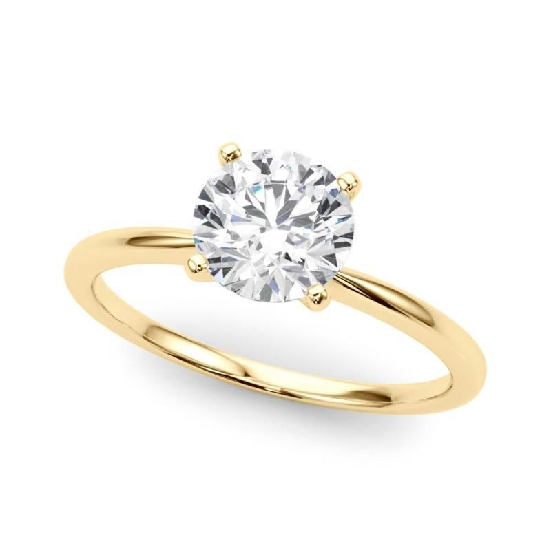Donna GIA 2,3ct Round Prong Set Solitaire Slim Band Anello con diamanti in oro giallo 18K in vendita