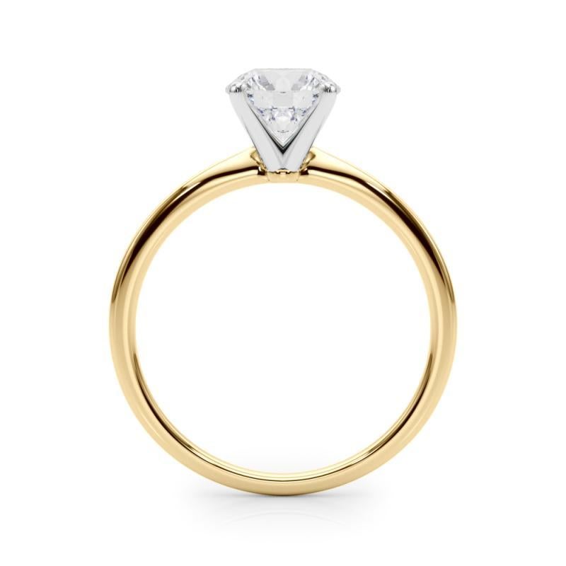 GIA 2,3ct Round Prong Set Solitaire Slim Band Anello con diamanti in oro giallo 18K in vendita 1