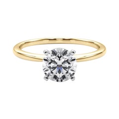 GIA 2,3ct Round Prong Set Solitaire Slim Band Anello con diamanti in oro giallo 18K