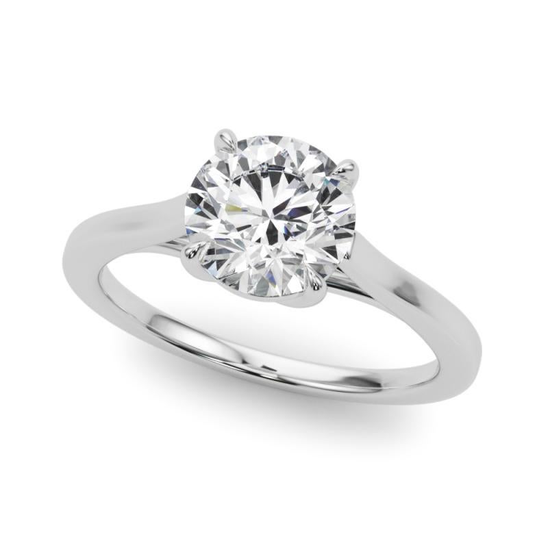Taille ronde GIA 2.3ct Round Solitaire Entwined Prong Cathedral Diamond Ring (bague à diamant cathédrale) en vente