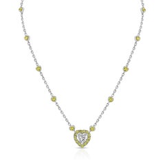 GIA 2.40 Carat Heart-shaped Diamond Necklace, 3.05ct Yellow Diamonds