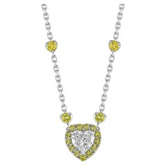 GIA 2.40 Carat Heart-shaped Diamond Necklace, 3.05ct Yellow Diamonds