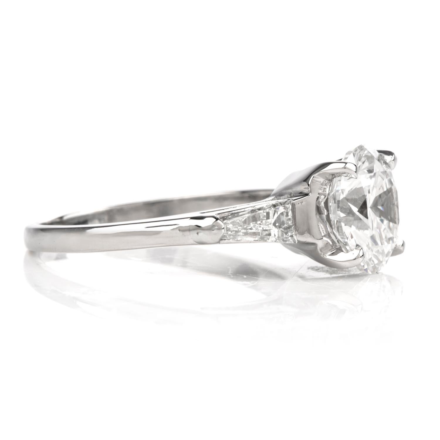 GIA 2.40 Carat Diamond F Color VS1 Clarity  Platinum Engagement Ring In Excellent Condition In Miami, FL