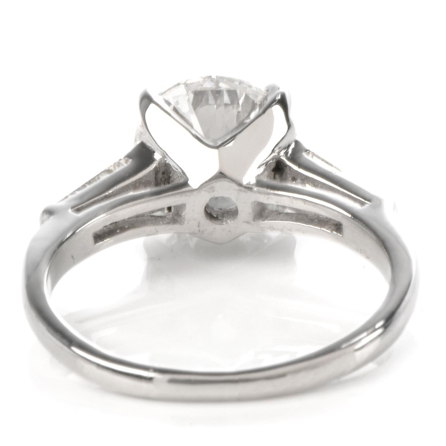 Women's or Men's GIA 2.40 Carat Diamond F Color VS1 Clarity  Platinum Engagement Ring
