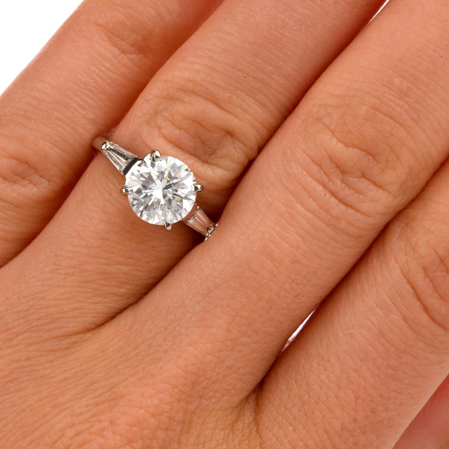 GIA 2.40 Carat Diamond F Color VS1 Clarity  Platinum Engagement Ring 2