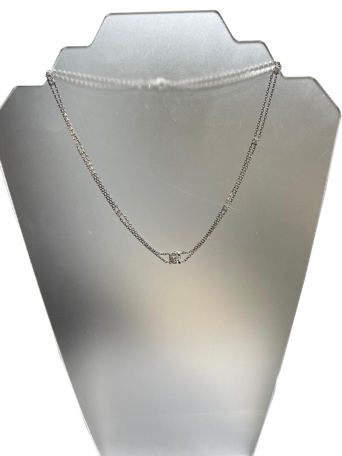 Round Cut GIA 2.40ct Natural Diamonds 1.19ct Center Stone I VS 14K White Gold Necklace For Sale