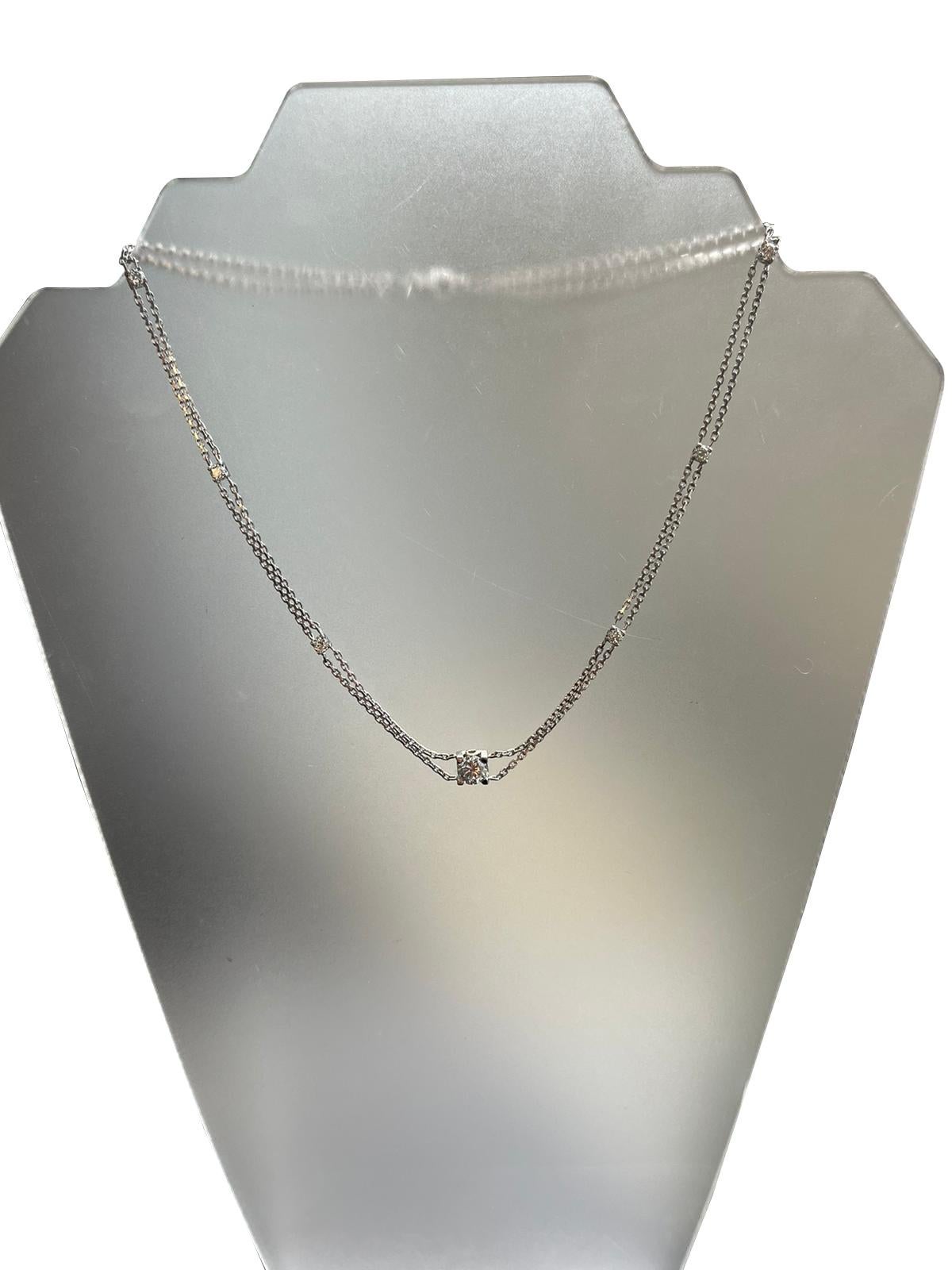GIA 2.40ct Natural Diamonds 1.19ct Center Stone I VS 14K White Gold Necklace In Good Condition For Sale In Aventura, FL