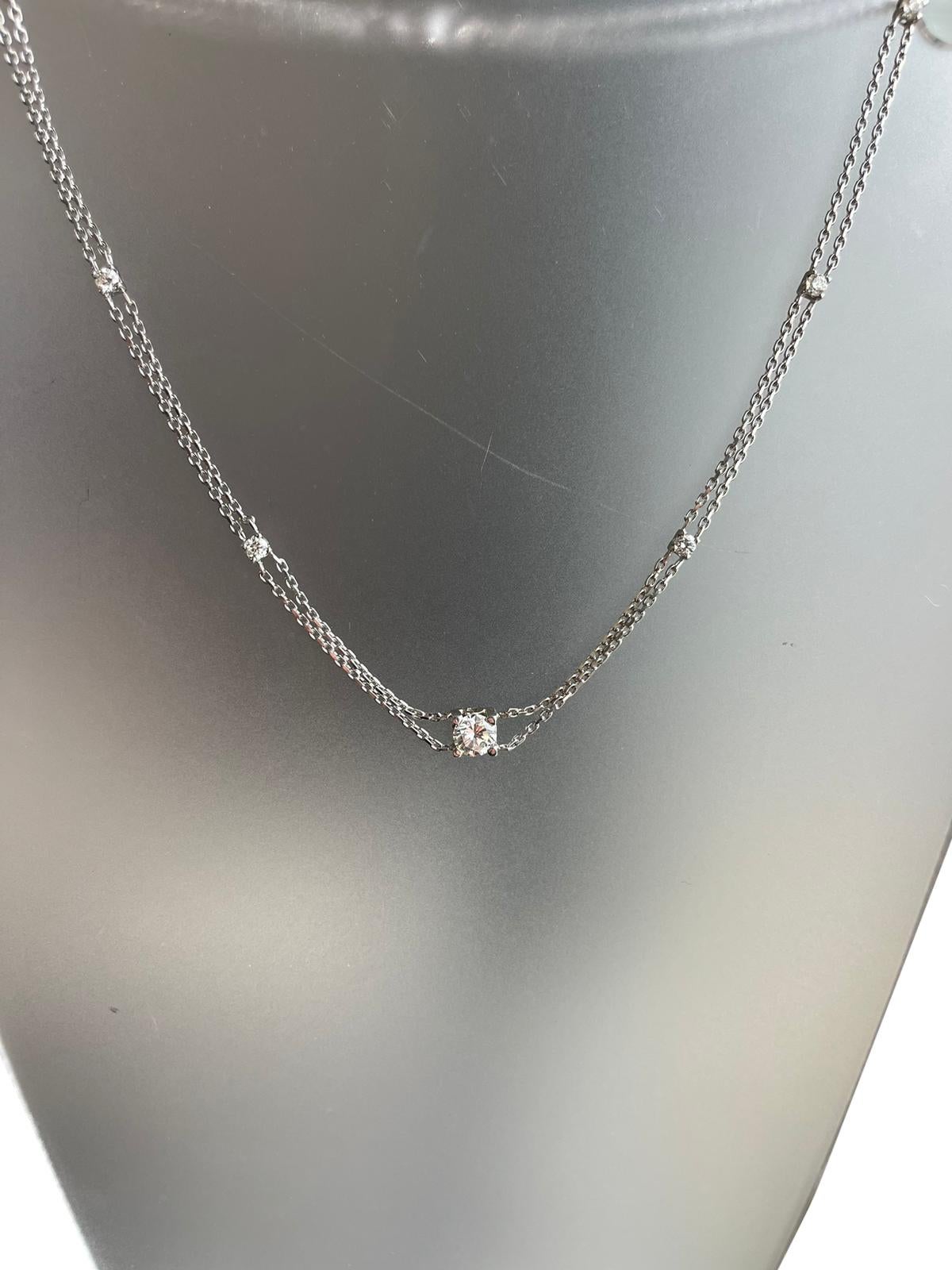 Women's GIA 2.40ct Natural Diamonds 1.19ct Center Stone I VS 14K White Gold Necklace For Sale