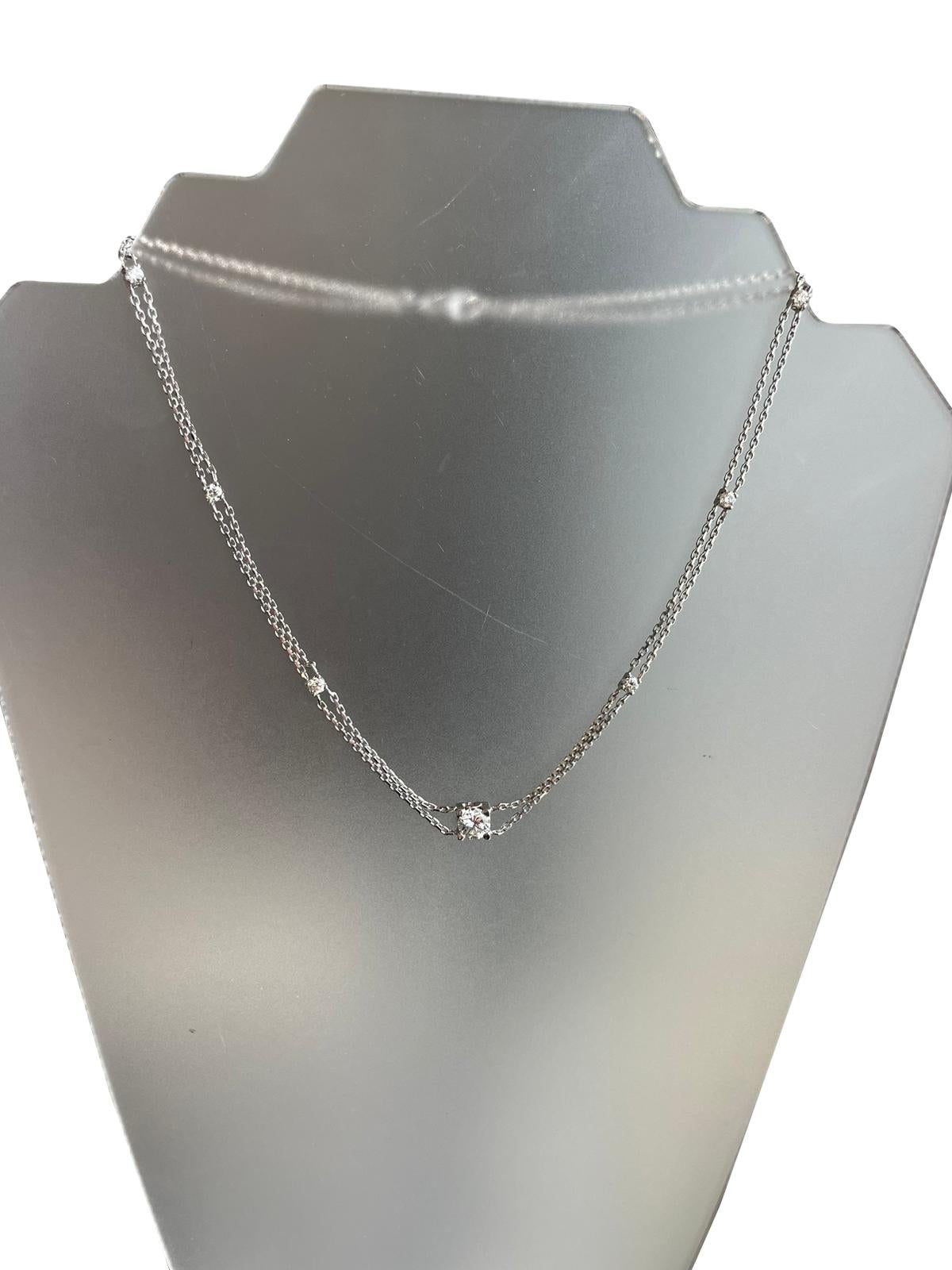 GIA 2.40ct Natural Diamonds 1.19ct Center Stone I VS 14K White Gold Necklace For Sale 1