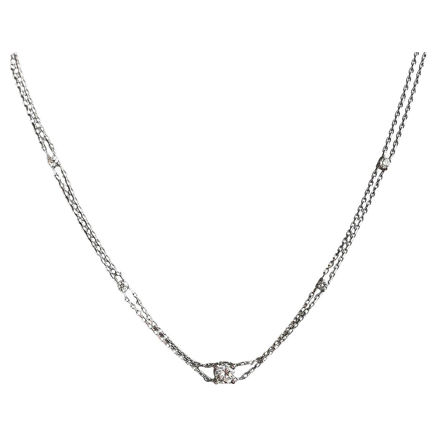 GIA 2,40ct natürliche Diamanten 1,19ct Center Stone I VS 14K Weißgold Halskette im Angebot
