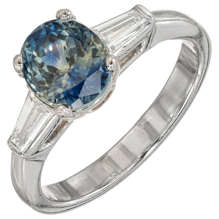GIA 2 41 Carat Green Blue Oval Blue Sapphire Diamond 