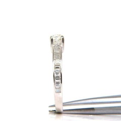 Gia 2.41ct F/vs Cushion Brilliant Diamond Baguette Platinum Ring*