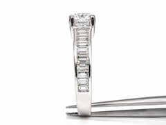 Gia 2.41ct F/vs Cushion Brilliant Diamond Baguette Platinum Ring