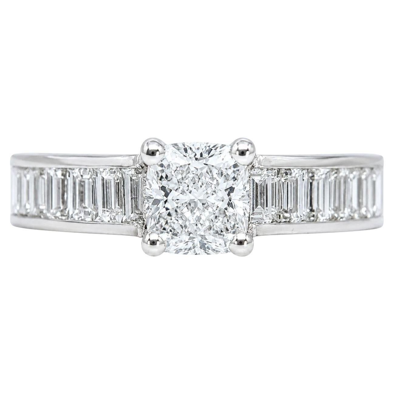Pre-owned Unbranded Gia 2.41ct F/vs Cushion Brilliant Diamond Baguette Platinum Ring* In Multiple