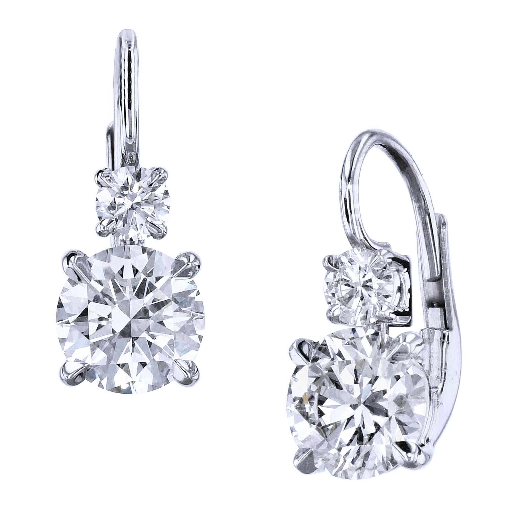 diamond solitaire drop earrings
