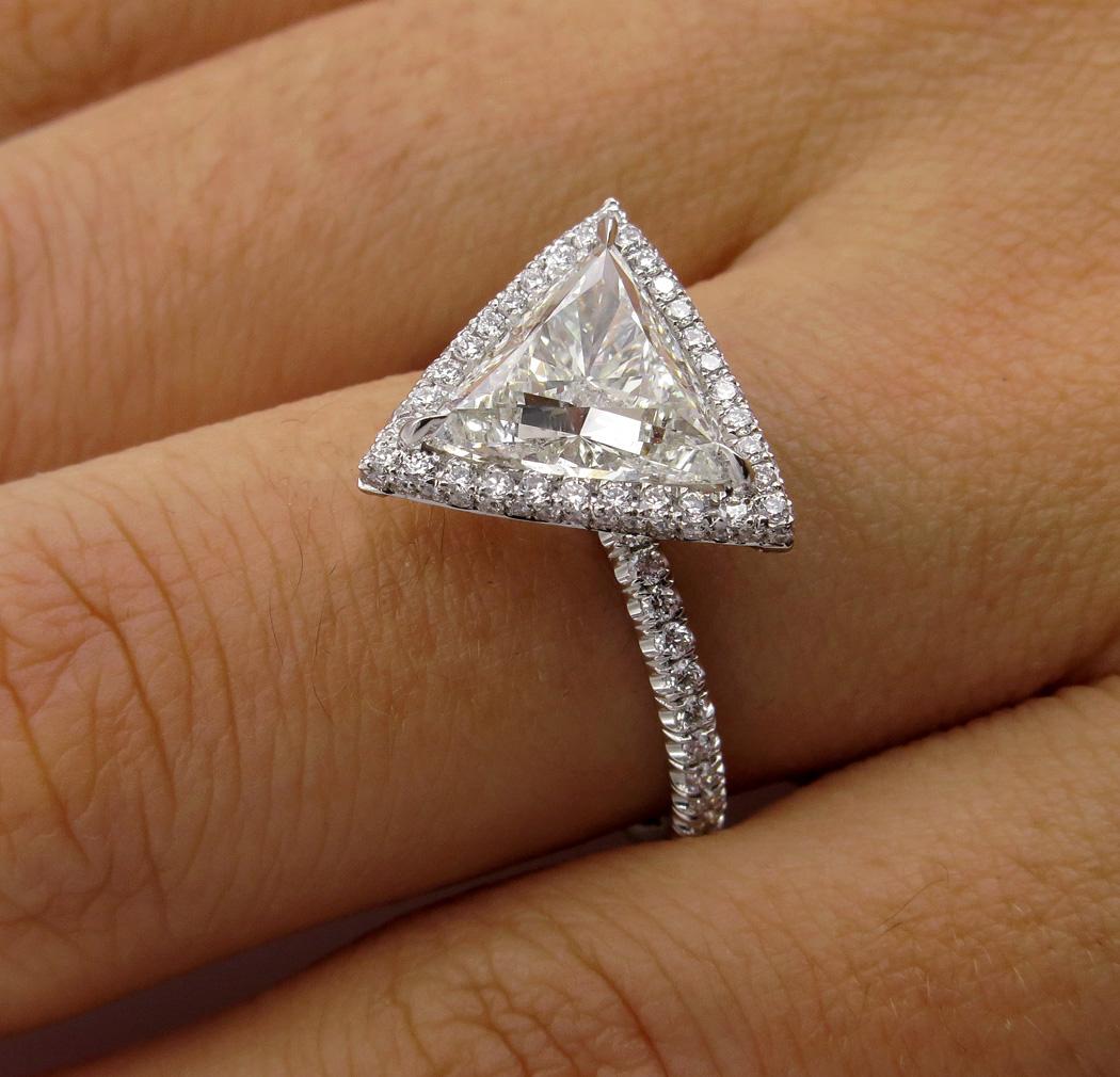 GIA 2.45 Carat Trillion Diamond Engagement Wedding Platinum Ring 3
