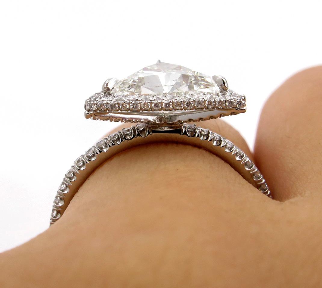 GIA 2.45 Carat Trillion Diamond Engagement Wedding Platinum Ring 6