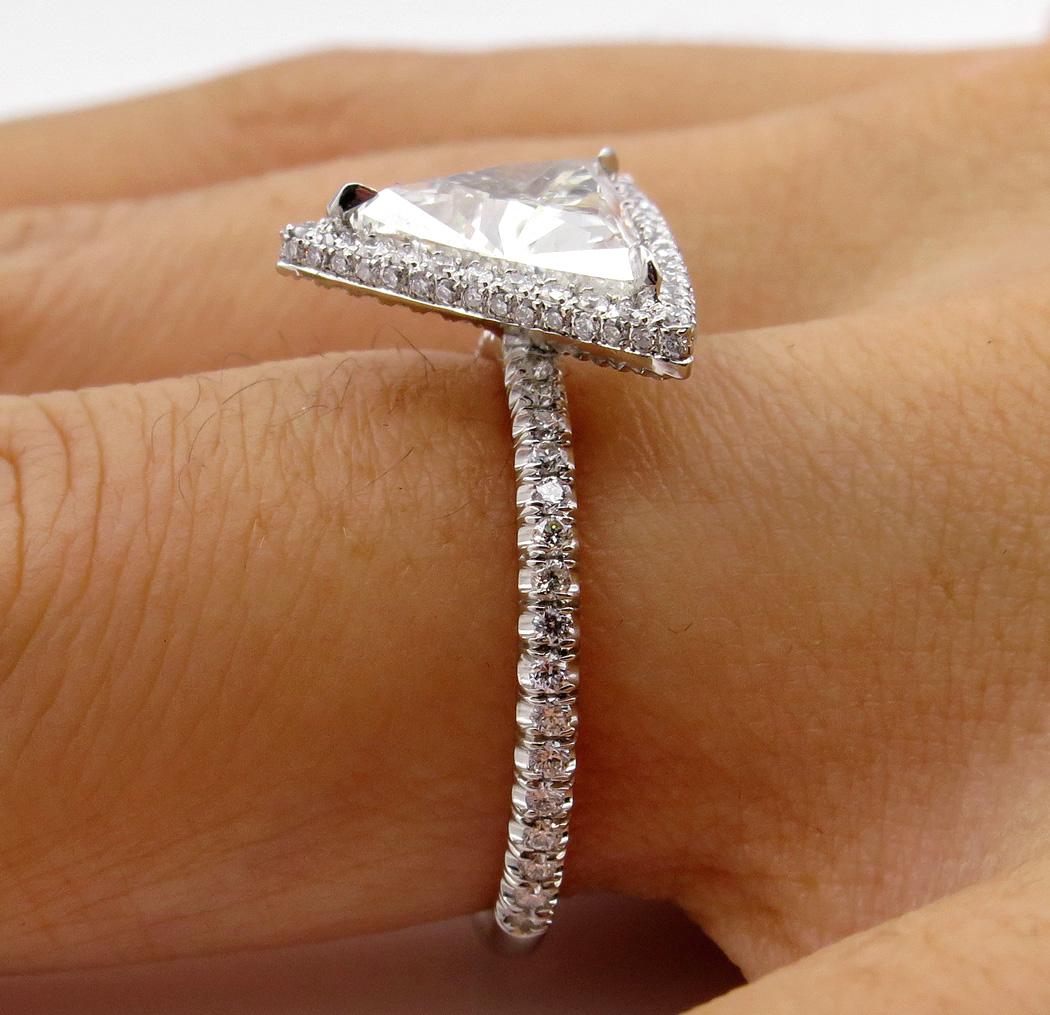 GIA 2.45 Carat Trillion Diamond Engagement Wedding Platinum Ring 7