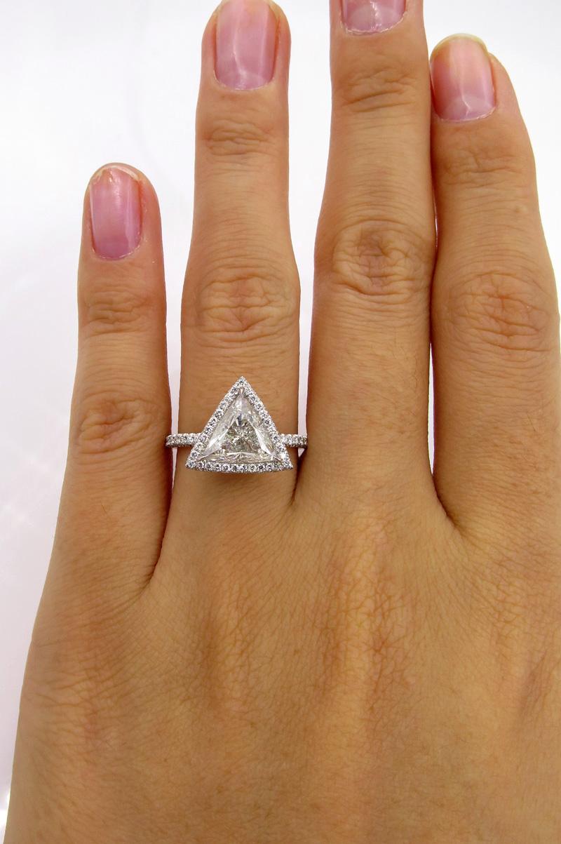 GIA 2.45 Carat Trillion Diamond Engagement Wedding Platinum Ring 1