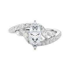 GIA Marquesa de 2.46 quilates Bypass curvo Hoja y Vid  Anillo de diamantes