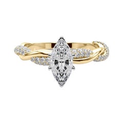 GIA 2.46 Carat Marquise Twisted Pave Braided Band 18K Yellow Gold Diamond Ring