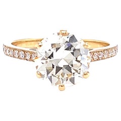 GIA 2.46 Carat Round Brilliant Cut Diamond 18 Karat Gold Engagement Ring