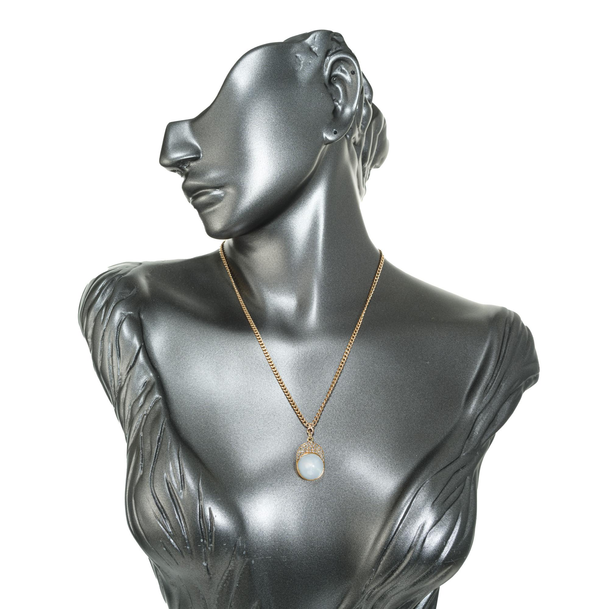 GIA 24.67 Carat Star Sapphire Diamond Rose Gold Jockey Cap Pendant Necklace 2