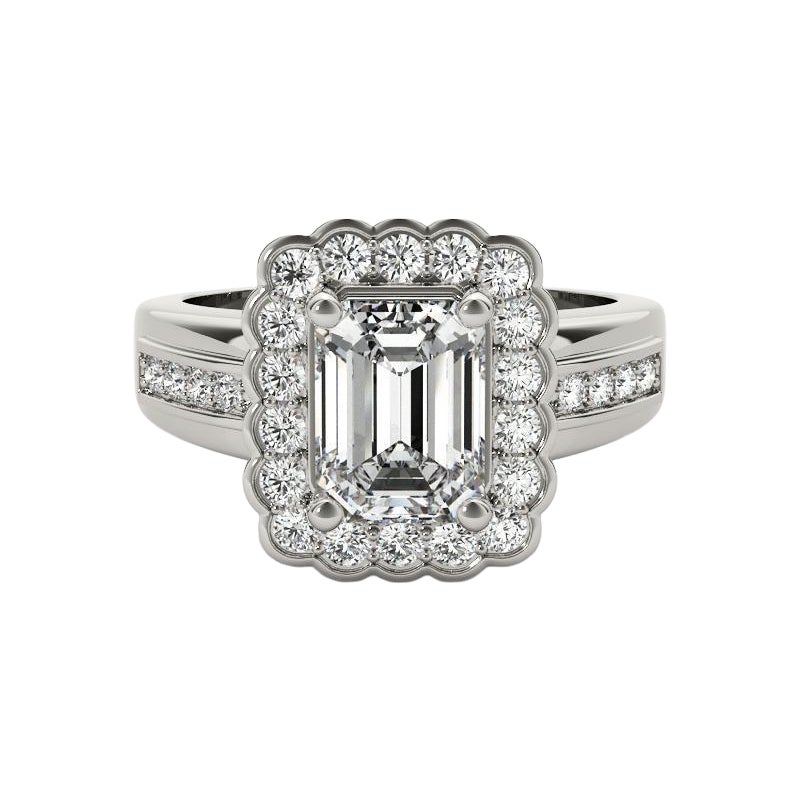 GIA 2.5 Carati Smeraldo Fiore aureolato Vintage  Anello con diamante