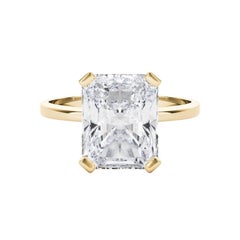 GIA 2.5 Carat Radiant Solitaire Basket 4-Prong 18K Yellow Gold Diamond Ring