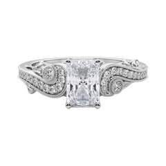 GIA 2,5 Karat strahlender Dreistein-Diamantring mit gebogenem Bypass aus 18 Karat Weißgold