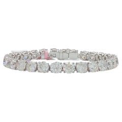 GIA 25 Carat White Diamond Round Tennis Bracelet in 18K White Gold