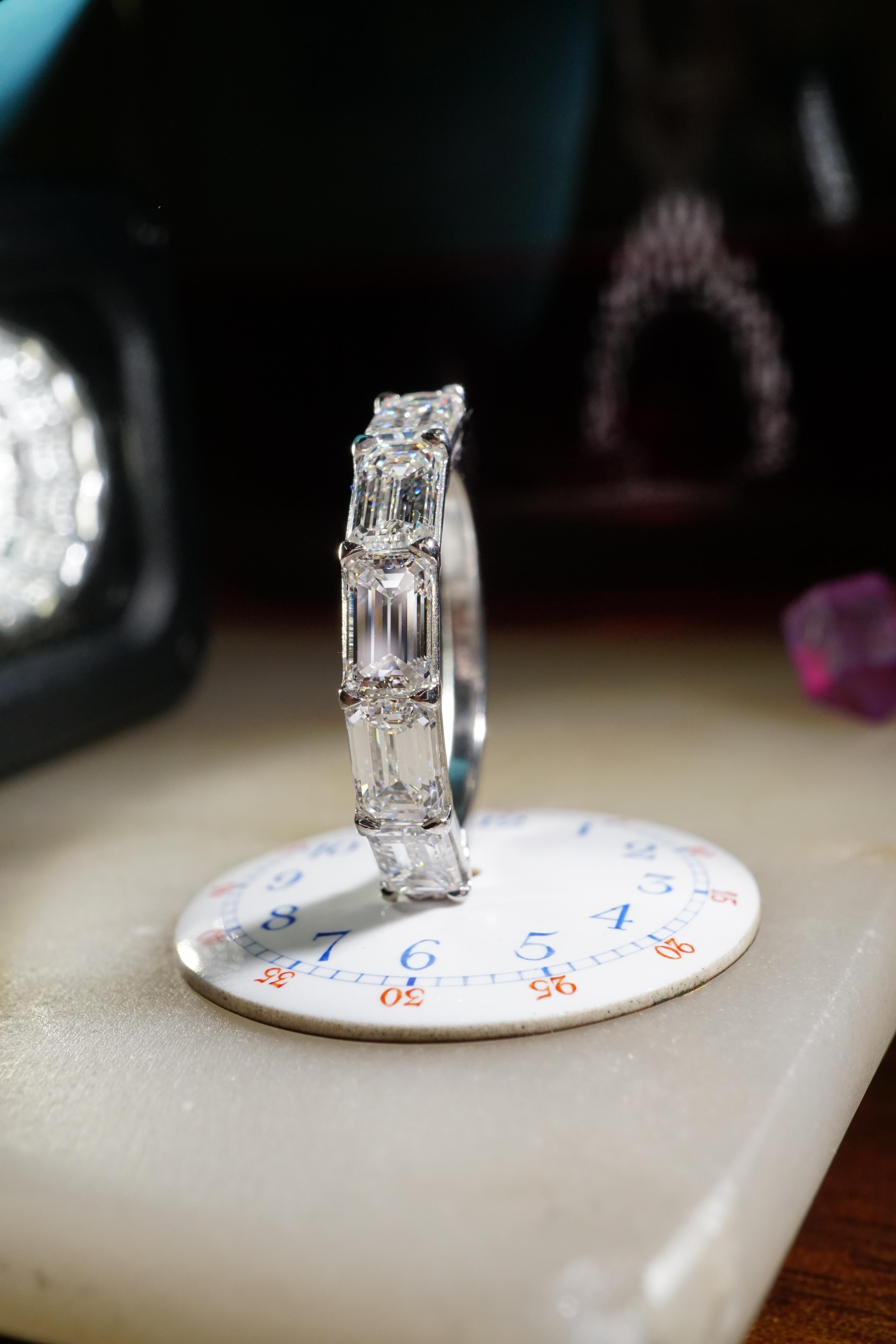 For Sale:  GIA 2.50 Carat East-West Emerald Cut Diamond Band Ring In 14K White Gold 3