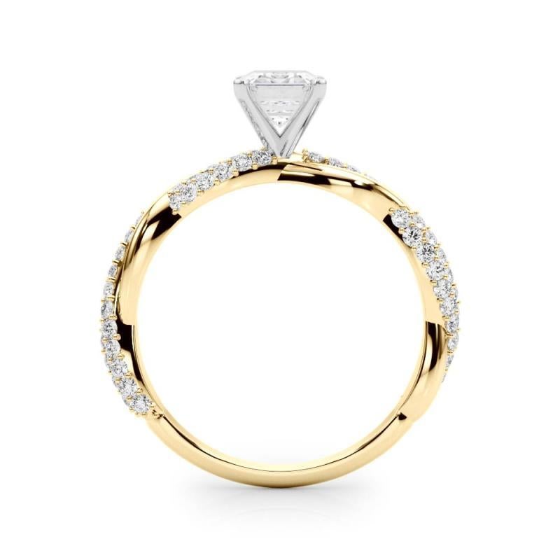 Taglio smeraldo GIA Anello con diamante in oro giallo 18 carati con smeraldo da 2,50 carati, intrecciato e con pavé in vendita