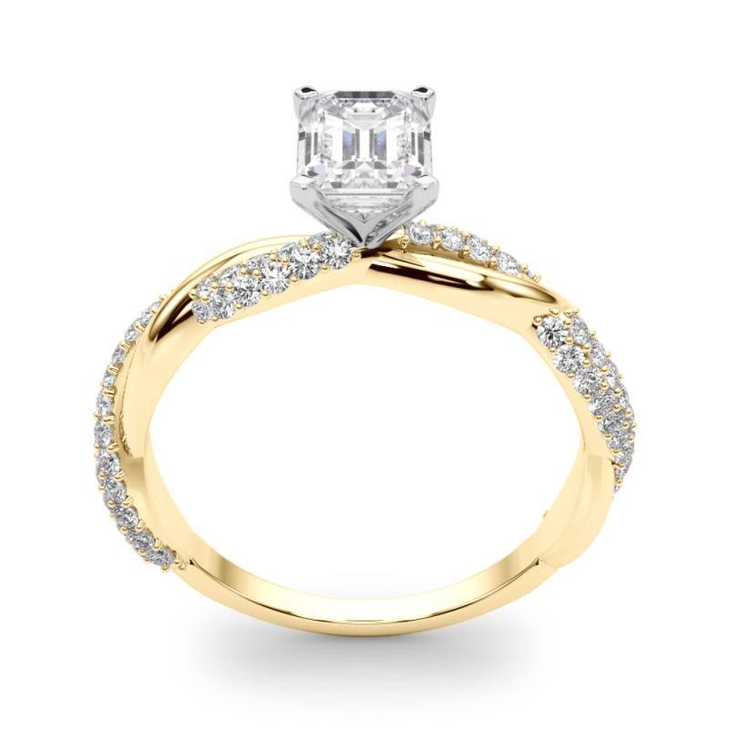 GIA Anello con diamante in oro giallo 18 carati con smeraldo da 2,50 carati, intrecciato e con pavé In condizioni Nuovo in vendita a New York, NY
