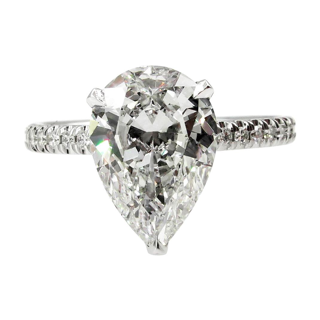 2.50 Cts Pear Diamond Engagement Wedding Bridal Ring Set In 14k White Gold FN
