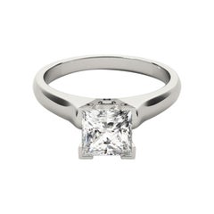 GIA 2.50 Carat Princess Solitaire Modern 4-Prong 18K White Gold Diamond Ring