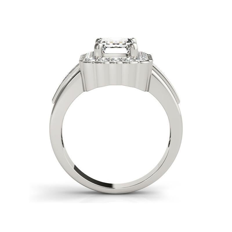 Radiant Cut GIA 2.50 Carat Radiant Lace Flower Halo Vintage 18K White Gold Diamond Ring For Sale
