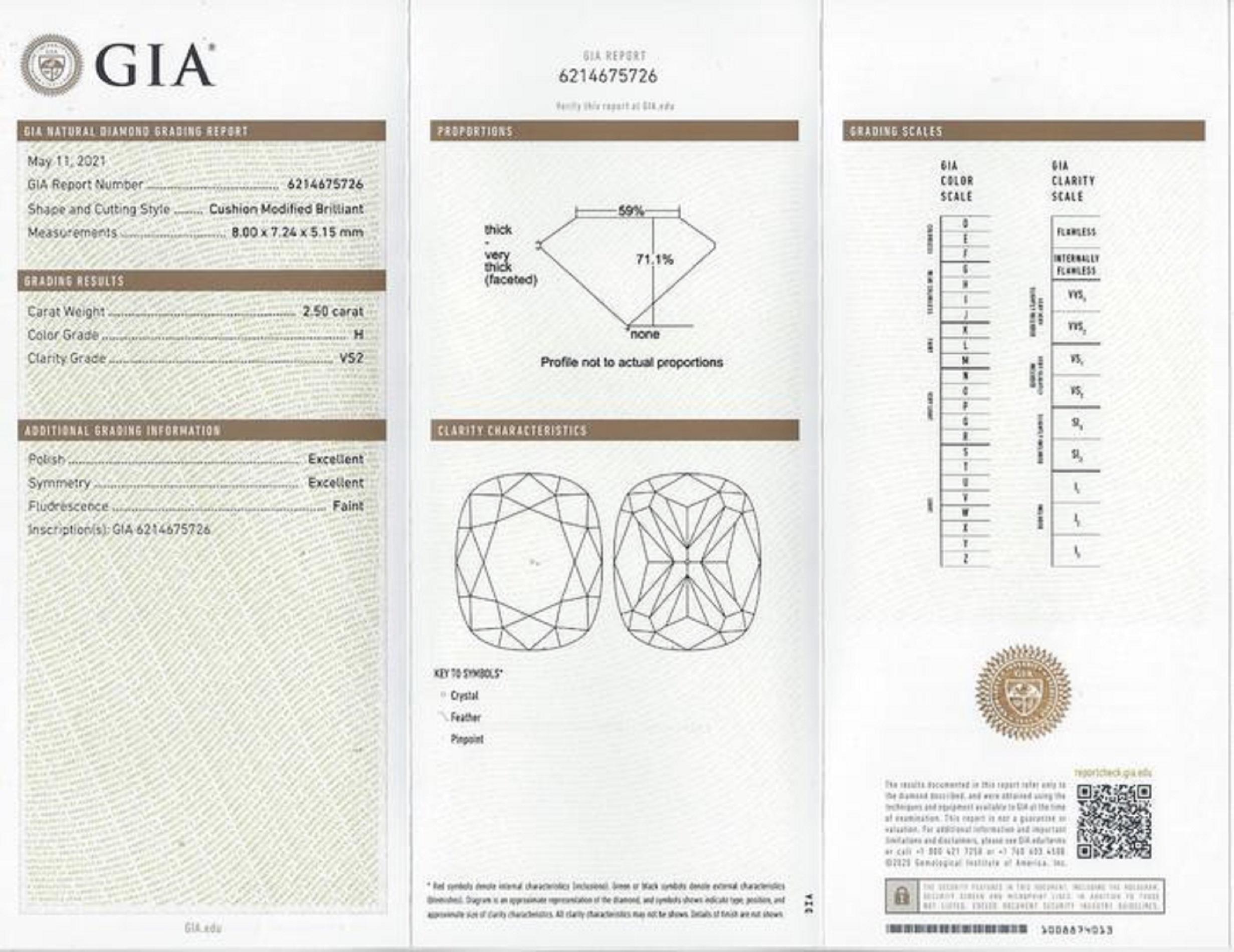 2.5 cushion cut diamond